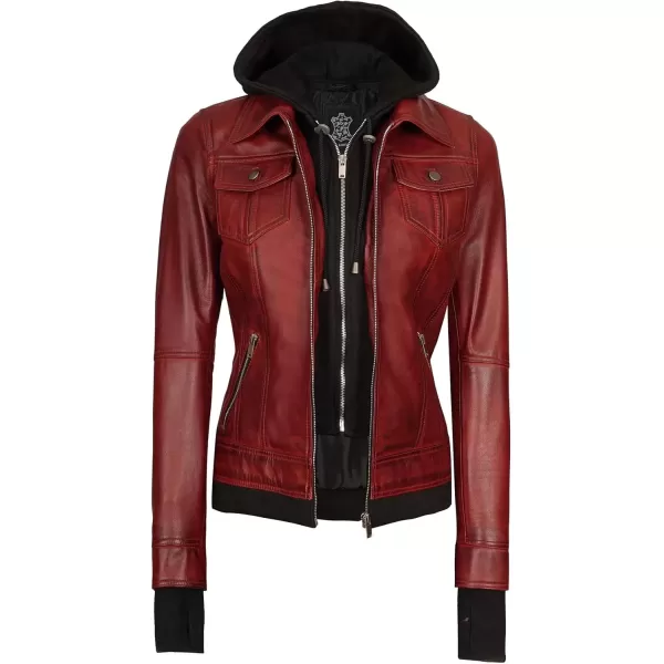 imageBlingsoul Disc Brown Leather Jacket Women N2  1316114 Tralee Maroon L