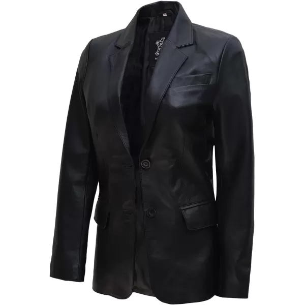 imageBlingsoul Leather Blazer Jacket Women  Double Breasted Leather Car Coats For WomenBlazer 2b  Black Jacket