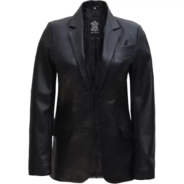 imageBlingsoul Leather Blazer Jacket Women  Double Breasted Leather Car Coats For WomenBlazer 2b  Black Jacket