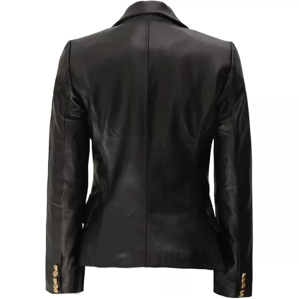 imageBlingsoul Leather Blazer Jacket Women  Double Breasted Leather Car Coats For WomenKinley  Black Blazer Jacket