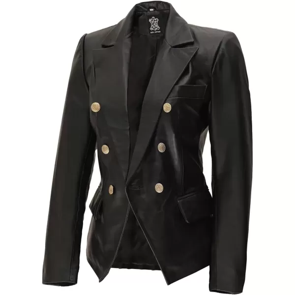 imageBlingsoul Leather Blazer Jacket Women  Double Breasted Leather Car Coats For WomenKinley  Black Blazer Jacket