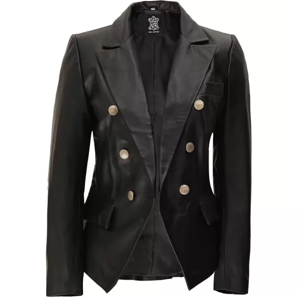 imageBlingsoul Leather Blazer Jacket Women  Double Breasted Leather Car Coats For WomenKinley  Black Blazer Jacket