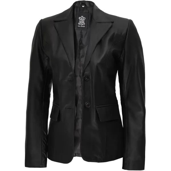 imageBlingsoul Leather Blazer Jacket Women  Double Breasted Leather Car Coats For WomenVicenza  Black Jacket