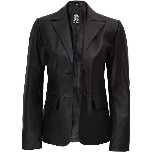 imageBlingsoul Leather Blazer Jacket Women  Double Breasted Leather Car Coats For WomenVicenza  Black Jacket