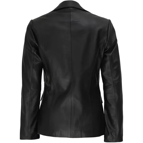 imageBlingsoul Leather Blazer Jacket Women  Double Breasted Leather Car Coats For WomenVicenza  Black Jacket