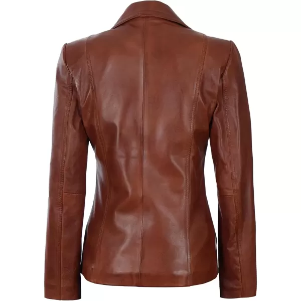 imageBlingsoul Leather Blazer Jacket Women  Leather Car Coats For WomenSurrey  Cognac Jacket