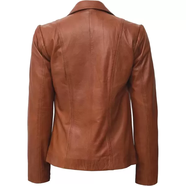 imageBlingsoul Leather Blazer Jacket Women  Leather Car Coats For WomenSurrey  Tan Jacket