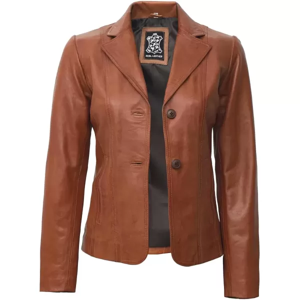 imageBlingsoul Leather Blazer Jacket Women  Leather Car Coats For WomenSurrey  Tan Jacket