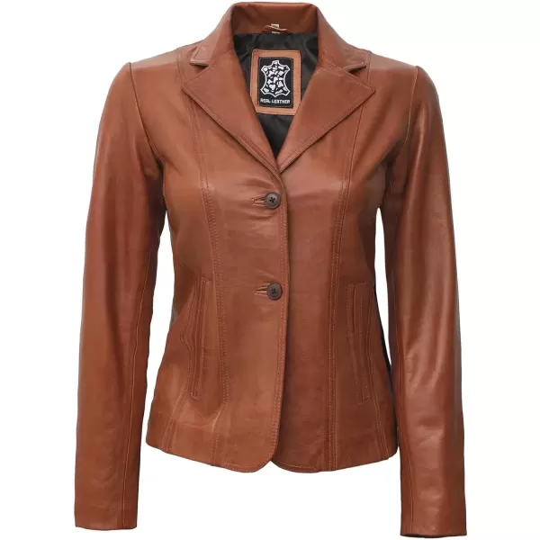 imageBlingsoul Leather Blazer Jacket Women  Leather Car Coats For WomenSurrey  Tan Jacket