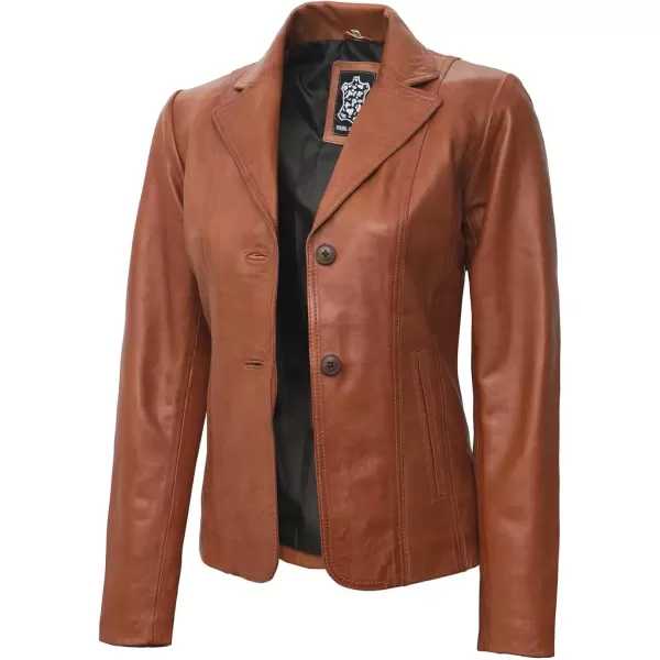 imageBlingsoul Leather Blazer Jacket Women  Leather Car Coats For WomenSurrey  Tan Jacket