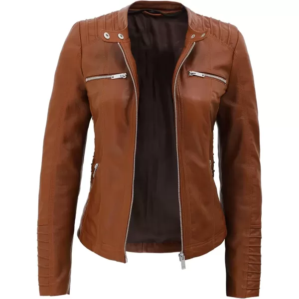 imageBlingsoul Leather Jacket Women  Real Lambskin Womens Leather Jackets with Removable HoodBrown  Helen Jacket