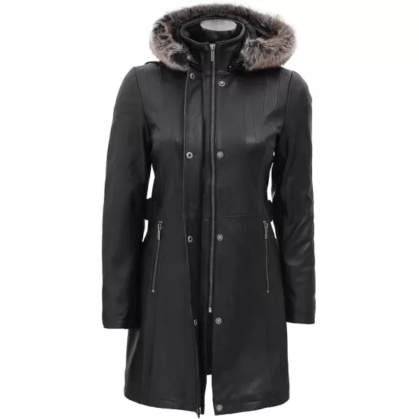 imageBlingsoul Winter Coats For Women  Real Lambskin Hooded Leather Jacket WomenBlack  Jean Hooded Coat