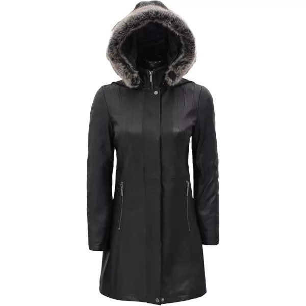 imageBlingsoul Winter Coats For Women  Real Lambskin Hooded Leather Jacket WomenBlack  Jean Hooded Coat