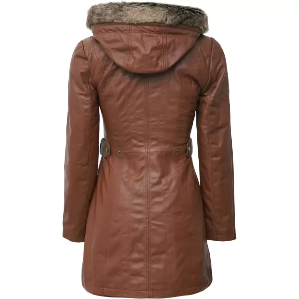 imageBlingsoul Winter Coats For Women  Real Lambskin Hooded Leather Jacket WomenBrown  Jean Hooded Coat