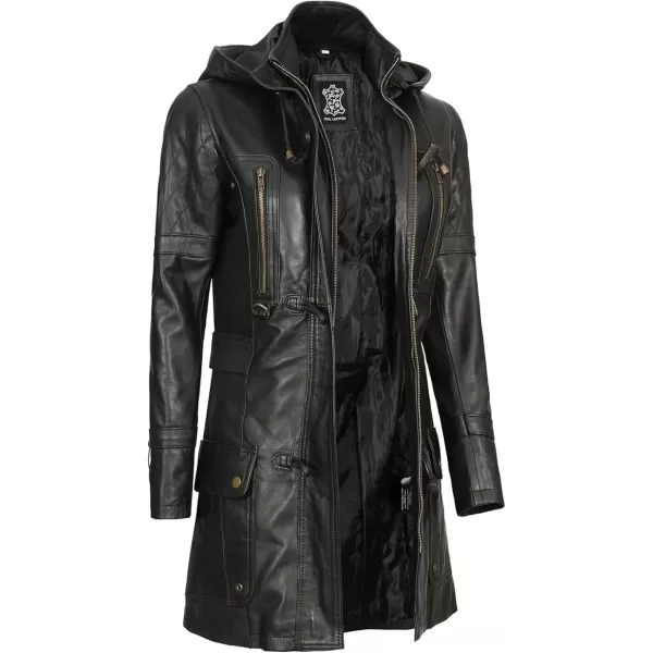 imageBlingsoul Winter Coats For Women  Real Lambskin Hooded Leather Jacket WomenLesa  Black Jacket