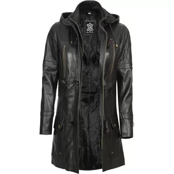 imageBlingsoul Winter Coats For Women  Real Lambskin Hooded Leather Jacket WomenLesa  Black Jacket