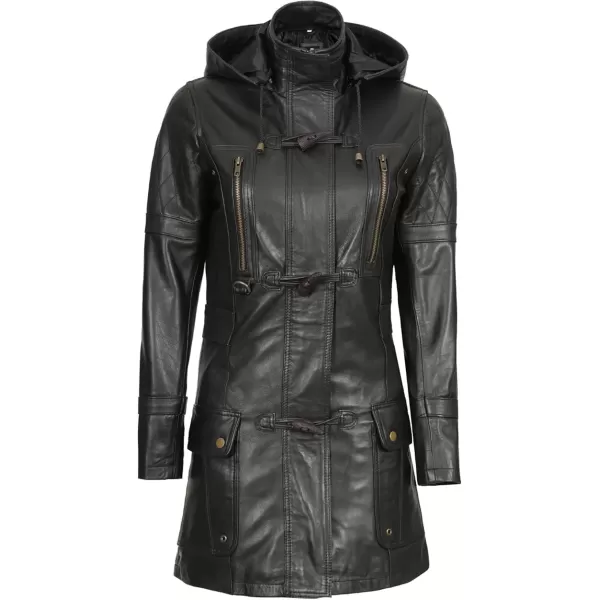 imageBlingsoul Winter Coats For Women  Real Lambskin Hooded Leather Jacket WomenLesa  Black Jacket