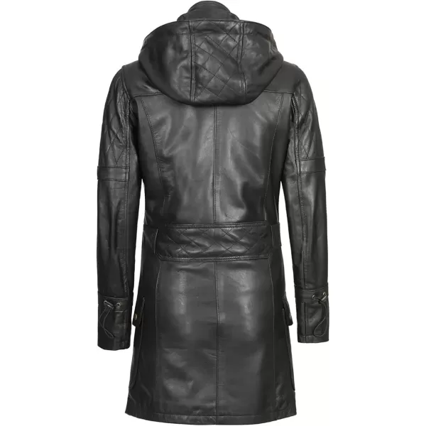 imageBlingsoul Winter Coats For Women  Real Lambskin Hooded Leather Jacket WomenLesa  Black Jacket