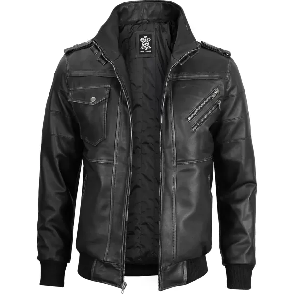 imageBlingsoul Leather Bomber Jackets For Men  Real Lambskin Mens Leather Jacket With HoodEdinburgh  Grey Jacket