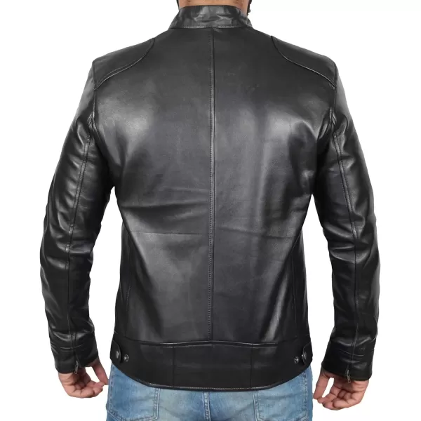 imageBlingsoul Leather Jackets For Men  Real Lambskin Motorcycle Style Mens Leather JacketDodg  Black Jacket