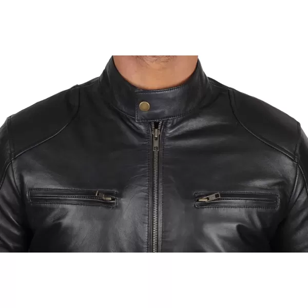 imageBlingsoul Leather Jackets For Men  Real Lambskin Motorcycle Style Mens Leather JacketDodg  Black Jacket