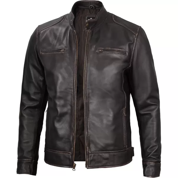 imageBlingsoul Leather Jackets For Men  Real Lambskin Motorcycle Style Mens Leather JacketDodge  Ruboff Brown Jacket