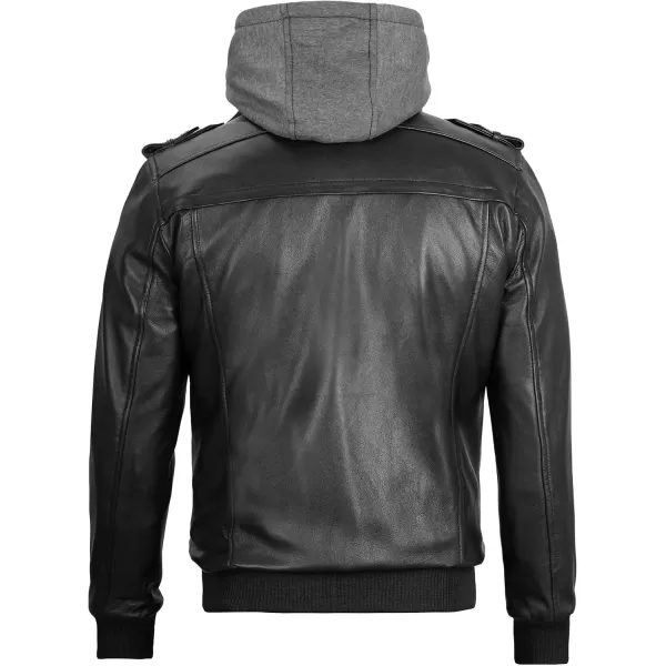 imageBlingsoul Mens Leather Jacket Moto Style Leather Jackets For Men Removable Hooded Black Leather Jacket Leather Jacket MenBlack  Ferndale Jacket