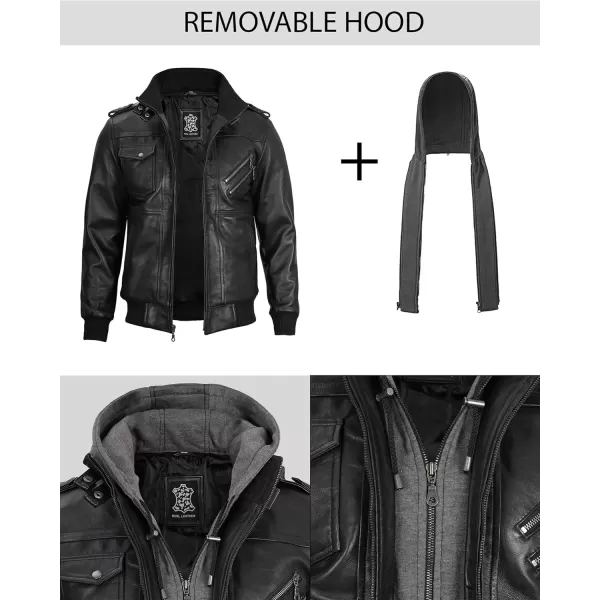 imageBlingsoul Mens Leather Jacket Moto Style Leather Jackets For Men Removable Hooded Black Leather Jacket Leather Jacket MenBlack  Ferndale Jacket