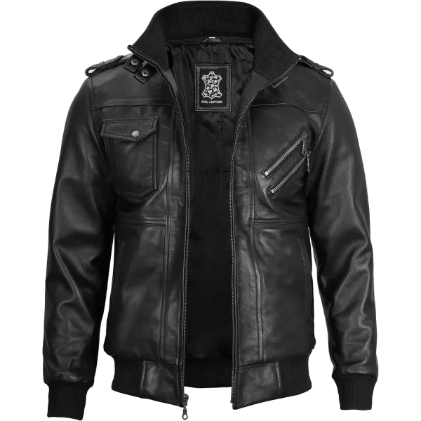 imageBlingsoul Mens Leather Jacket Moto Style Leather Jackets For Men Removable Hooded Black Leather Jacket Leather Jacket MenBlack  Ferndale Jacket