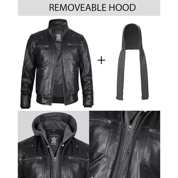 imageBlingsoul Mens Leather Jacket Moto Style Leather Jackets For Men Removable Hooded Black Leather Jacket Leather Jacket MenJeffery  Black Leather Jacket