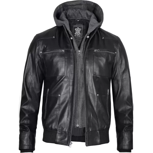 imageBlingsoul Mens Leather Jacket Moto Style Leather Jackets For Men Removable Hooded Black Leather Jacket Leather Jacket MenJeffery  Black Leather Jacket