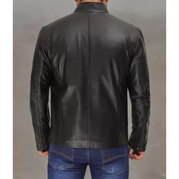 imageBlingsoul Premium Lambskin Leather Jacket Men  Classic Biker Style Mens Leather JacketsBlack  Clinton Jacket