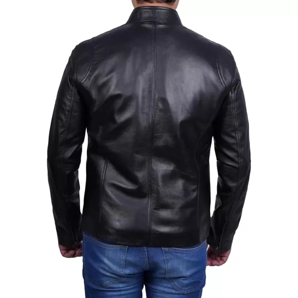 imageBlingsoul Premium Lambskin Leather Jacket Men  Classic Biker Style Mens Leather JacketsBlack  Clinton Jacket