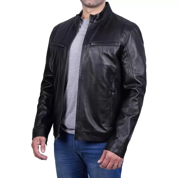 imageBlingsoul Premium Lambskin Leather Jacket Men  Classic Biker Style Mens Leather JacketsBlack  Clinton Jacket