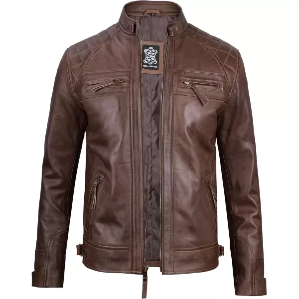 imageBlingsoul Premium Lambskin Leather Jacket Men  Classic Biker Style Mens Leather JacketsDiamond1  Brown Jacket