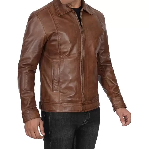 imageBlingsoul Premium Lambskin Leather Jacket Men  Classic Biker Style Mens Leather JacketsJose  Chocolate Brown Jacket