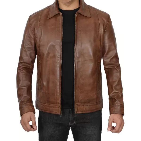 imageBlingsoul Premium Lambskin Leather Jacket Men  Classic Biker Style Mens Leather JacketsJose  Chocolate Brown Jacket