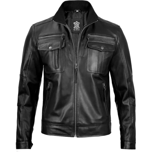 imageBlingsoul Premium Lambskin Leather Jacket Men  Classic Biker Style Mens Leather JacketsMoffit  Black Leather Jacket