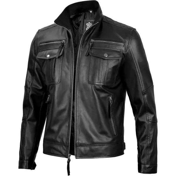 imageBlingsoul Premium Lambskin Leather Jacket Men  Classic Biker Style Mens Leather JacketsMoffit  Black Leather Jacket