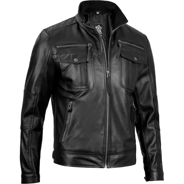 imageBlingsoul Premium Lambskin Leather Jacket Men  Classic Biker Style Mens Leather JacketsMoffit  Black Leather Jacket