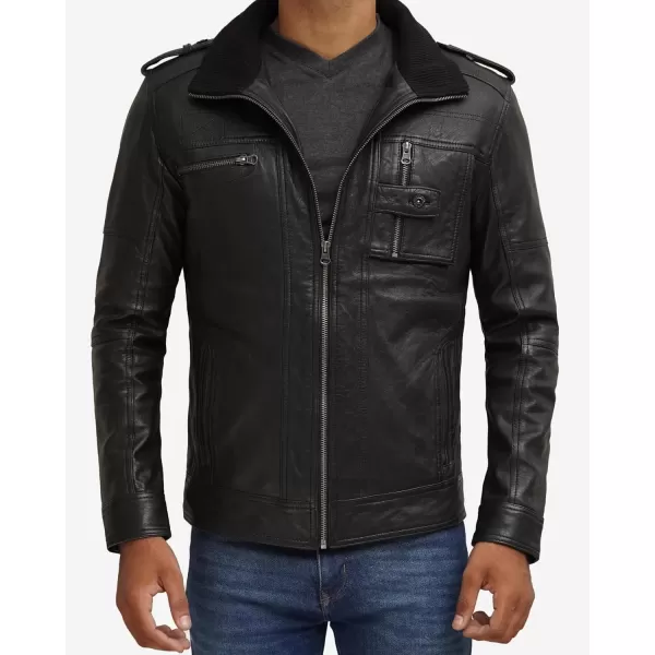 imageBlingsoul Premium Lambskin Leather Jacket Men  Classic Biker Style Mens Leather JacketsTavares  Black Jacket