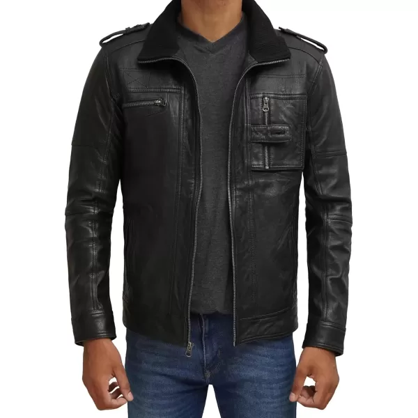 imageBlingsoul Premium Lambskin Leather Jacket Men  Classic Biker Style Mens Leather JacketsTavares  Black Jacket