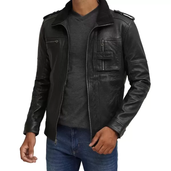 imageBlingsoul Premium Lambskin Leather Jacket Men  Classic Biker Style Mens Leather JacketsTavares  Black Jacket