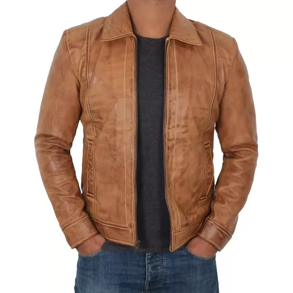 imageBlingsoul Premium Lambskin Leather Jacket Men  Classic Biker Style Mens Leather JacketsWick  Camel Brown Leather Jacket