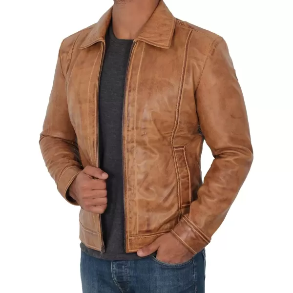 imageBlingsoul Premium Lambskin Leather Jacket Men  Classic Biker Style Mens Leather JacketsWick  Camel Brown Leather Jacket