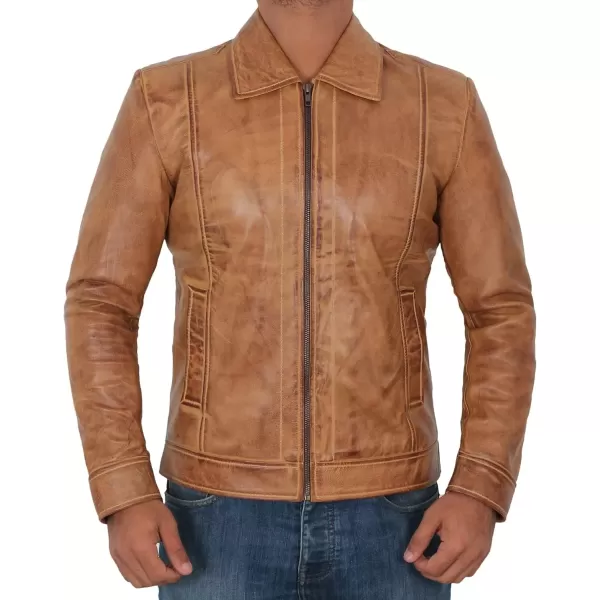 imageBlingsoul Premium Lambskin Leather Jacket Men  Classic Biker Style Mens Leather JacketsWick  Camel Brown Leather Jacket