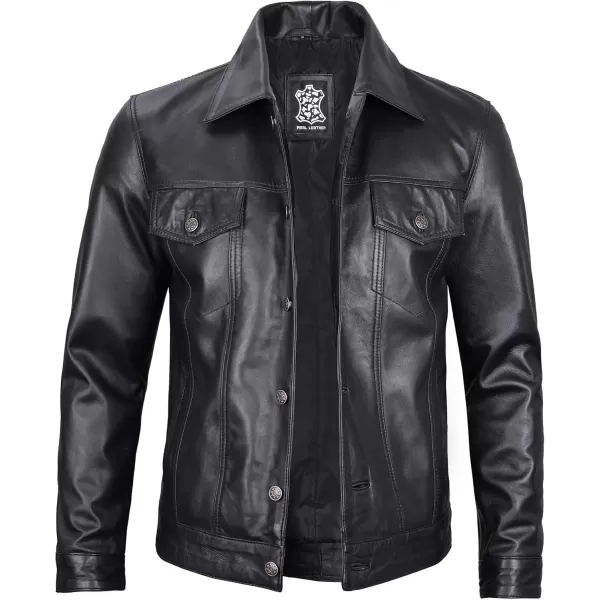 imageBlingsoul Premium Vintage Leather Jacket Men  Real Lambskin Trucker Mens Leather JacketsBlack  Fernando Jacket