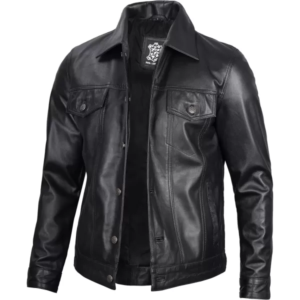 imageBlingsoul Premium Vintage Leather Jacket Men  Real Lambskin Trucker Mens Leather JacketsBlack  Fernando Jacket