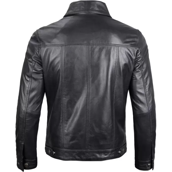 imageBlingsoul Premium Vintage Leather Jacket Men  Real Lambskin Trucker Mens Leather JacketsBlack  Fernando Jacket