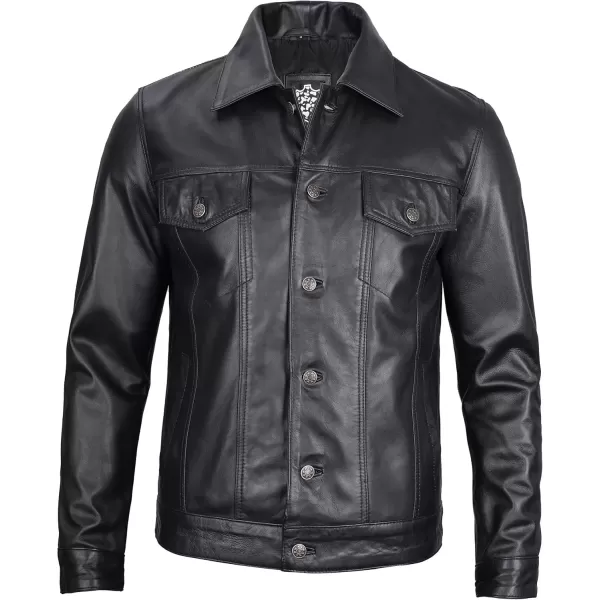 imageBlingsoul Premium Vintage Leather Jacket Men  Real Lambskin Trucker Mens Leather JacketsBlack  Fernando Jacket